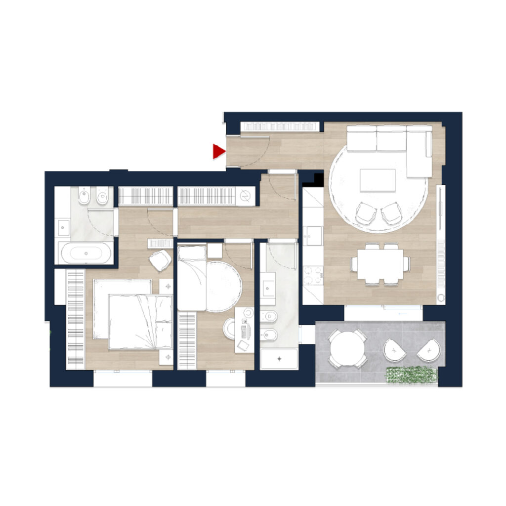 Trilocale mq.100, 922.000 €